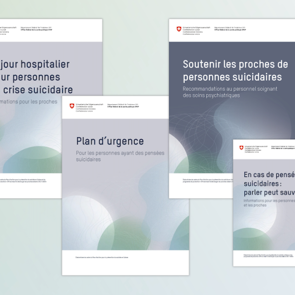 Couverture des quare brochures sur la suicidalité